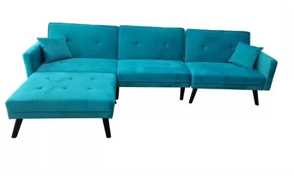3 Seater with Ottoman Sofabed Velvet Comfort Sofa Bed Seat Living Room ZY-879D