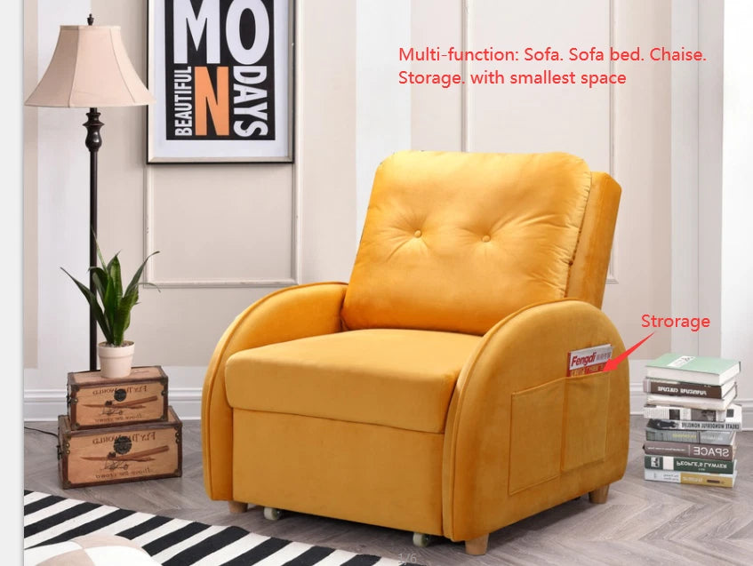 Pull Out Sofabed Single Seater Multi Function Bed Chaise Pocket Sofa ZY-2033