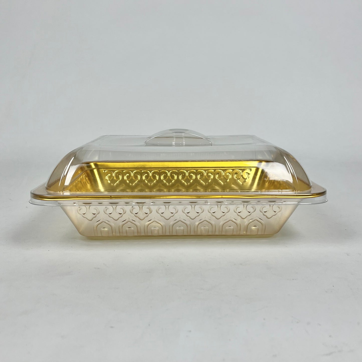 Plastic Serving Tray with Lid Platters Gold Catering Packaging Box Holder