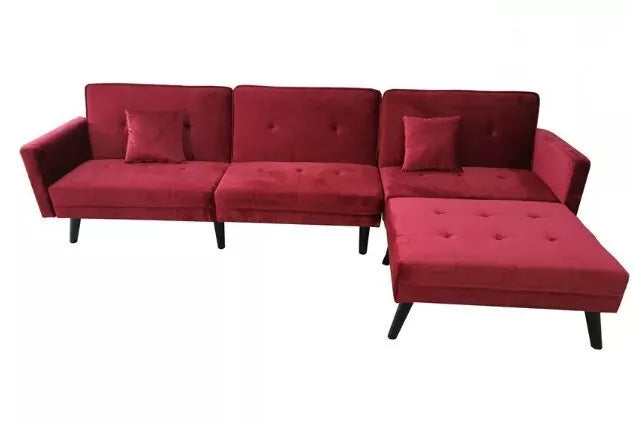 3 Seater with Ottoman Sofabed Velvet Comfort Sofa Bed Seat Living Room ZY-879D