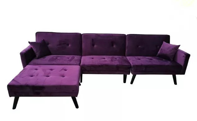 3 Seater with Ottoman Sofabed Velvet Comfort Sofa Bed Seat Living Room ZY-879D