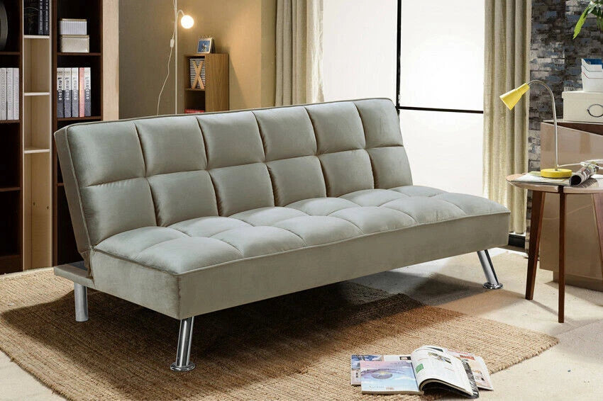 3 Seater Sofabed Velvet Fabric Soft Doll Cotton Filling Metal Leg Sofa Bed ZY-900