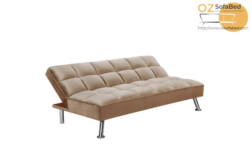 3 Seater Sofabed Velvet Fabric Soft Doll Cotton Filling Metal Leg Sofa Bed ZY-900