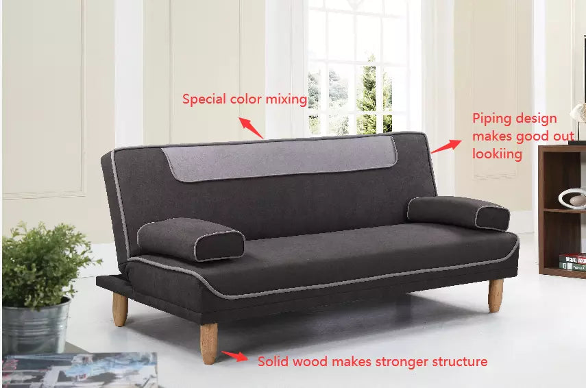 3 Seater Sofabed 2 Color Piping Design Solid Wood Base Sofa Bed Living ZY-2031