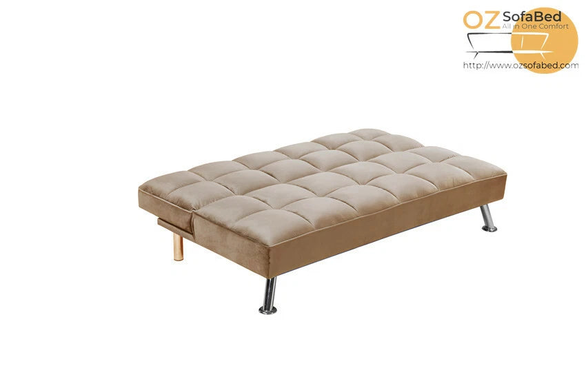 3 Seater Sofabed Velvet Fabric Soft Doll Cotton Filling Metal Leg Sofa Bed ZY-900