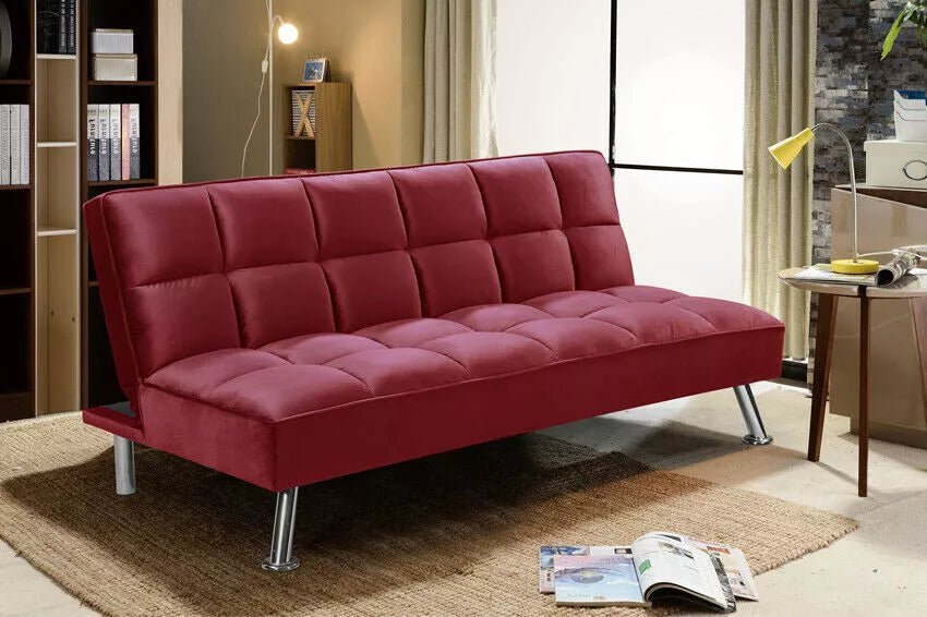 3 Seater Sofabed Velvet Fabric Soft Doll Cotton Filling Metal Leg Sofa Bed ZY-900