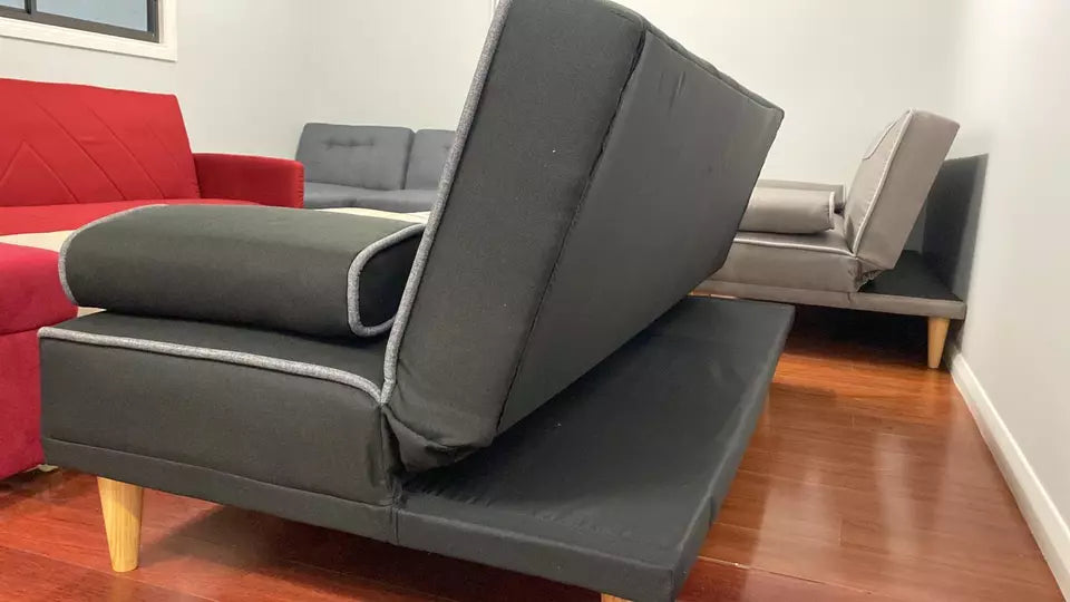 3 Seater Sofabed 2 Color Piping Design Solid Wood Base Sofa Bed Living ZY-2031