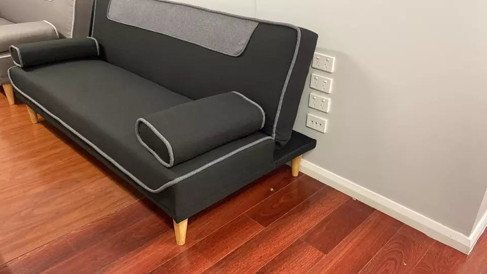 3 Seater Sofabed 2 Color Piping Design Solid Wood Base Sofa Bed Living ZY-2031